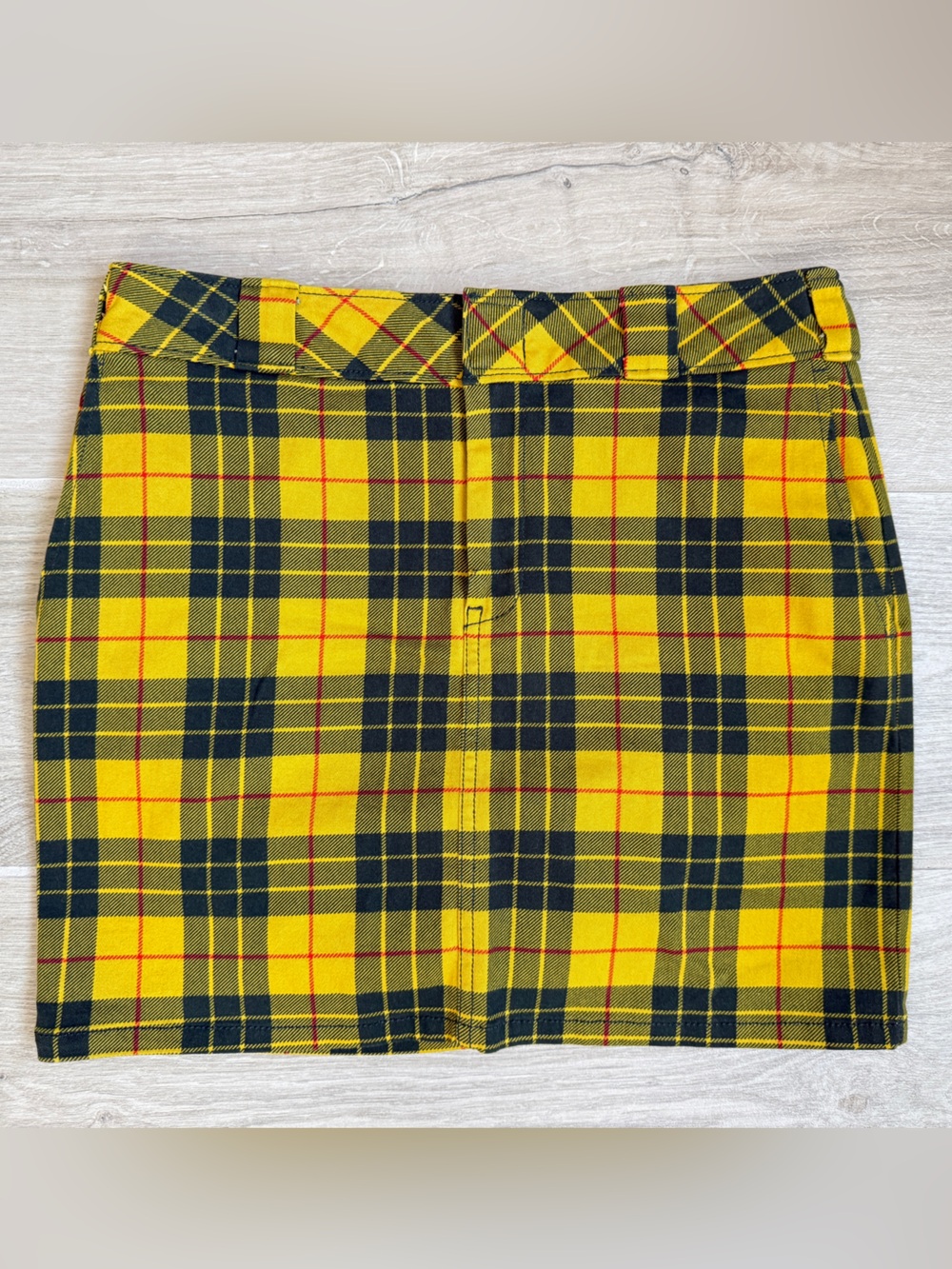 Vintage Dickies Girl Womens 5/27 Yellow Plaid Mini Skirt Y2K Clueless Punk 90’s